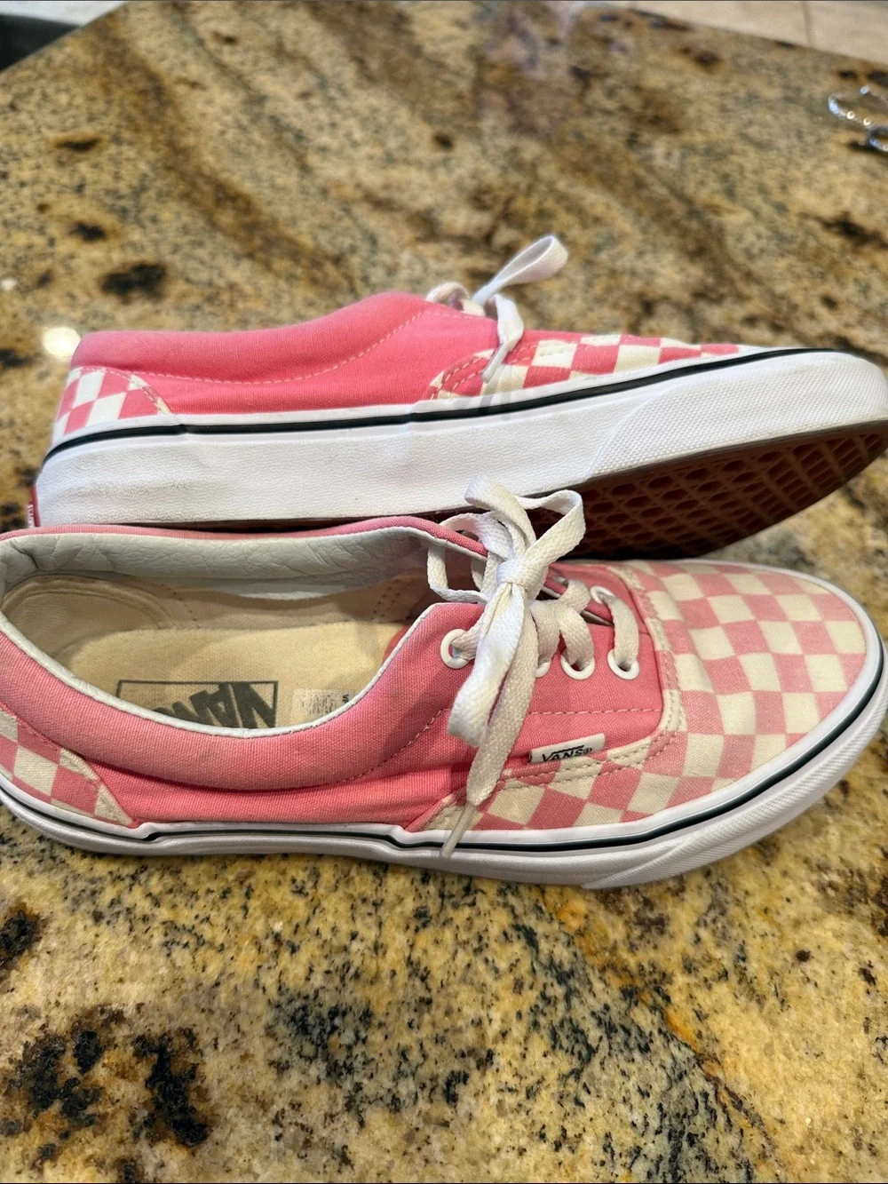 Vans Pink& White Checkerboard on pink lace  Low Top Sneakers unisex w10/m8.5